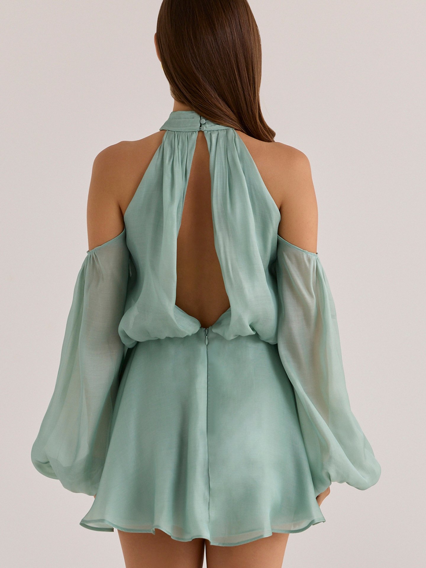 Women's Off-Shoulder Bodycon Dress – Bubble Sleeve Mini Dress - Image 5
