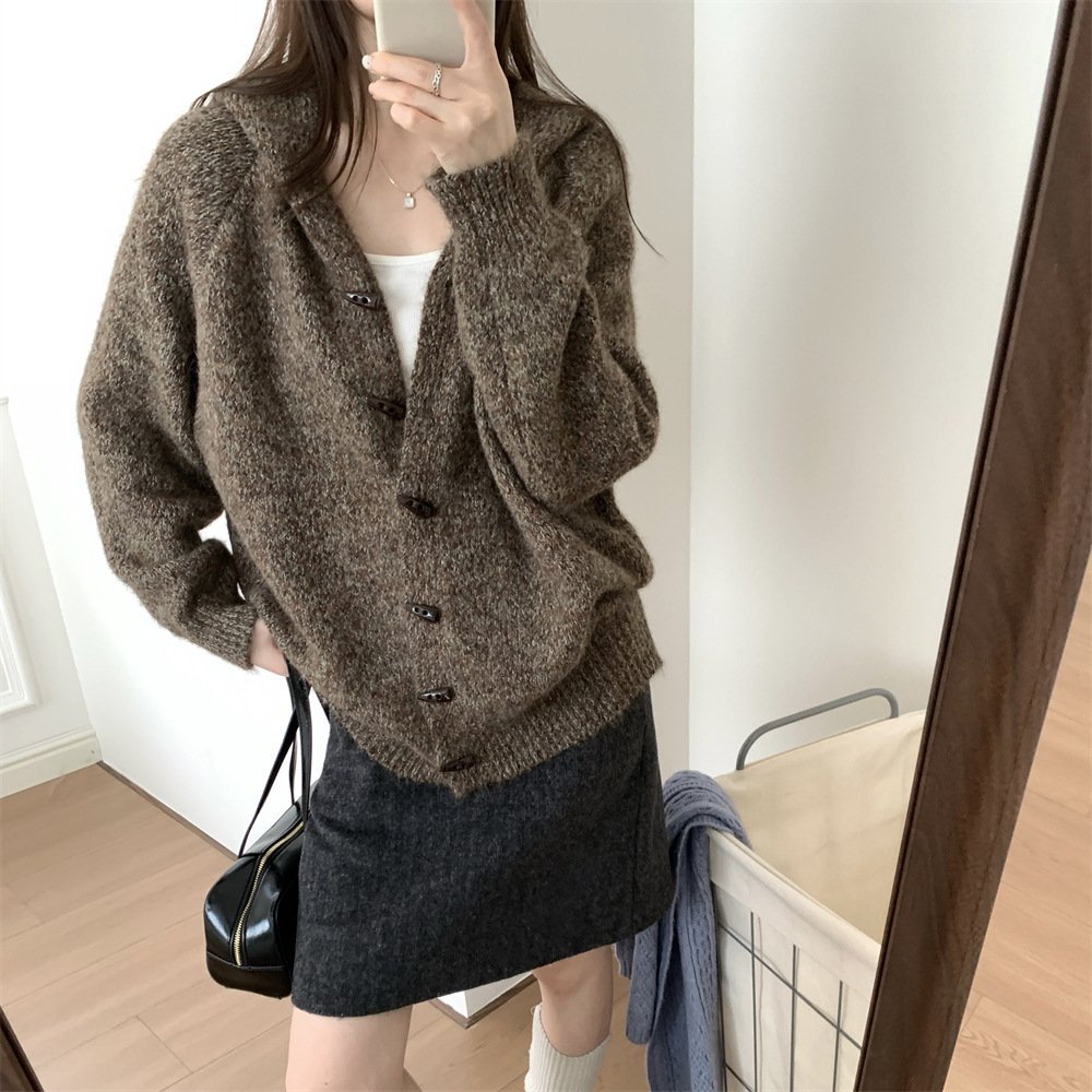Women's Hooded Knit Cardigan – Loose Fit Button-Up Sweater Coat - Image 4
