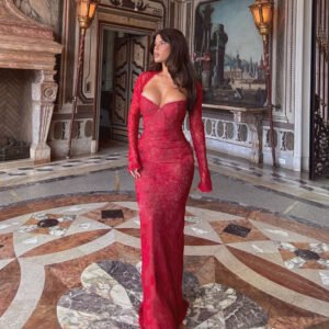 Women's Lace Mermaid Dress – Long Sleeve Fishtail Evening Dress