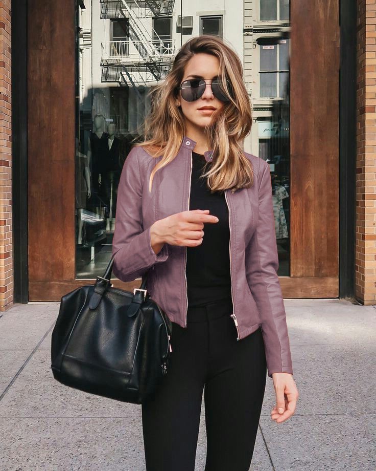 Women's PU Leather Blazer Jacket – Slim Fit Long Sleeve Zip-Up Jacket - Image 12
