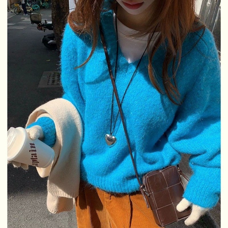 Women's Plush Knit Sweater – Loose Fit Long Sleeve Pullover