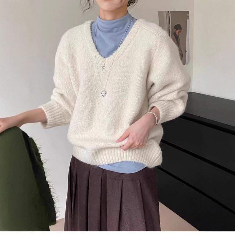 Women's Plush Knit Sweater – Loose Fit Long Sleeve Pullover - Image 2