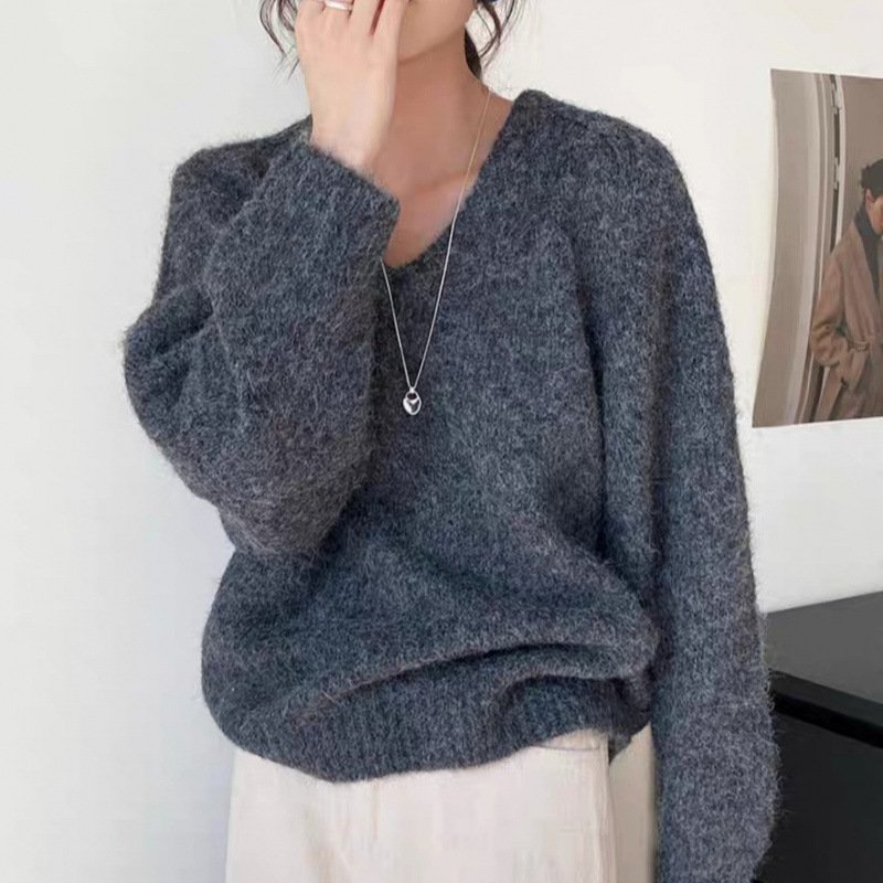 Women's Plush Knit Sweater – Loose Fit Long Sleeve Pullover - Image 3