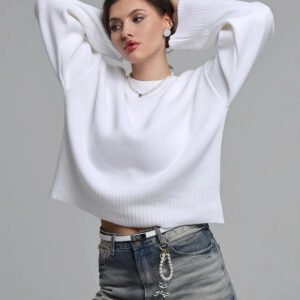 Women's Knit Pullover Sweater – Loose Fit Long Sleeve Jumper