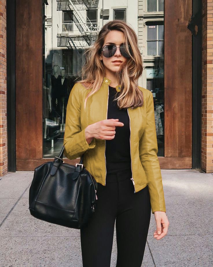 Women's PU Leather Blazer Jacket – Slim Fit Long Sleeve Zip-Up Jacket - Image 9