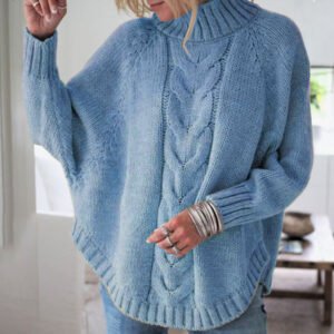 Women's Plus Size Batwing Sweater – Loose Fit Long Sleeve Pullover