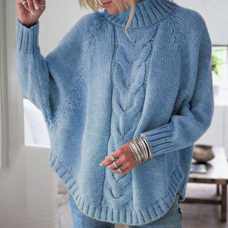 Women's Plus Size Batwing Sweater – Loose Fit Long Sleeve Pullover